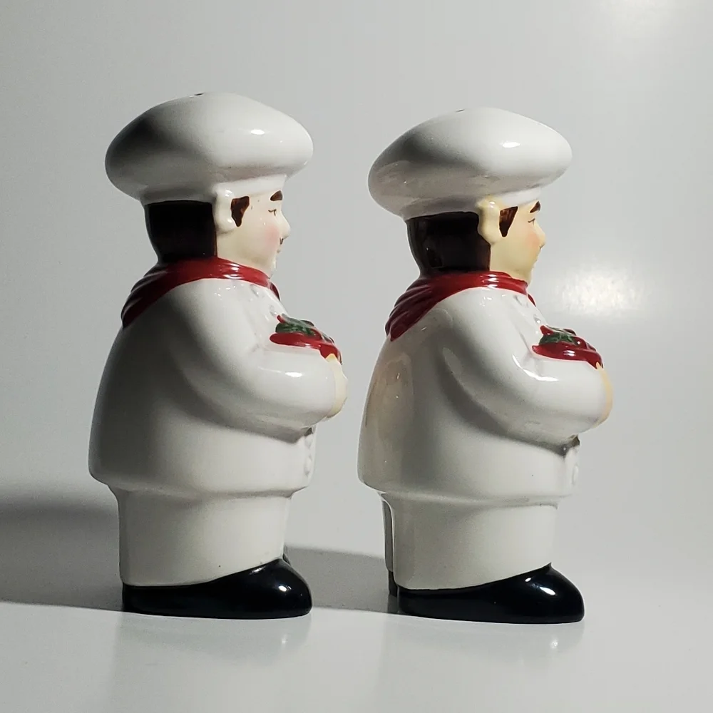 Salt & Pepper Shakers Chubby Italian Chef Jennifer Brinley Ceramic Cooking S&P